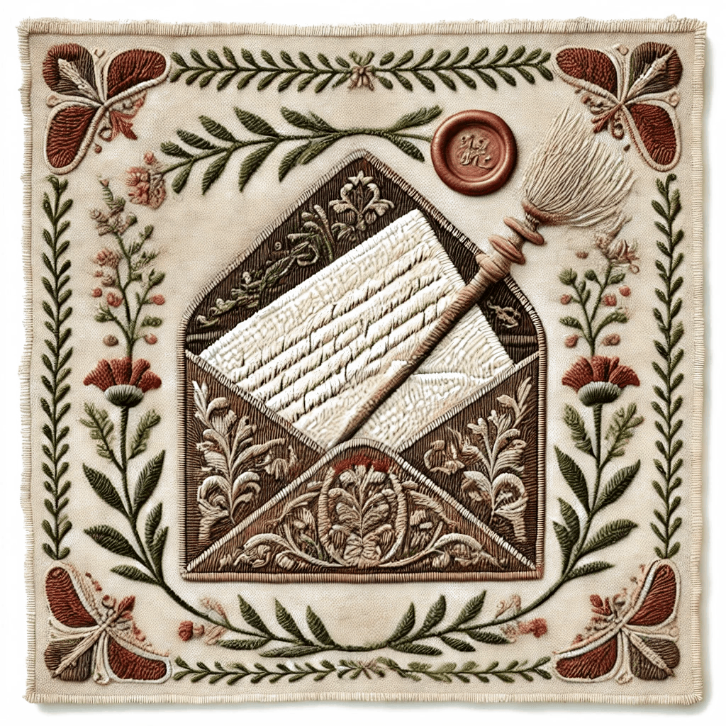 Embroidered envelope illustration